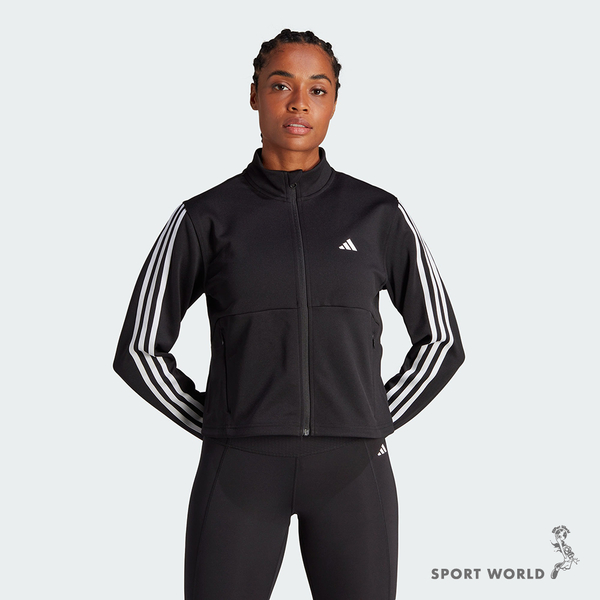 Adidas 女裝 立領外套 排汗 拉鍊口袋 黑【運動世界】HZ5615 product thumbnail 3