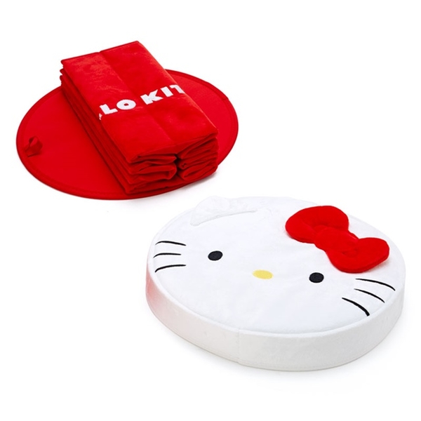 小禮堂 Hello Kitty 絨毛圓筒收納箱附蓋 (紅大臉款) 4550337-366592 product thumbnail 2