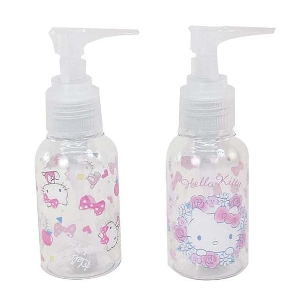 小禮堂 Hello Kitty 塑膠透明按壓空瓶 70ml (2款隨機) 4711161-263413