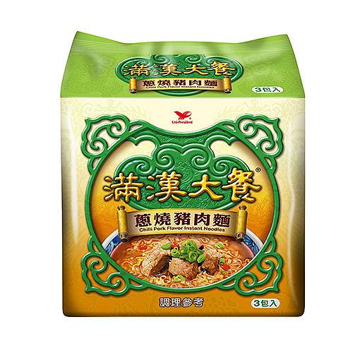 統一滿漢大餐袋麵系列(珍味牛/蔥燒牛/麻辣鍋牛/蔥燒豬)(3入/袋)【愛買】 product thumbnail 5