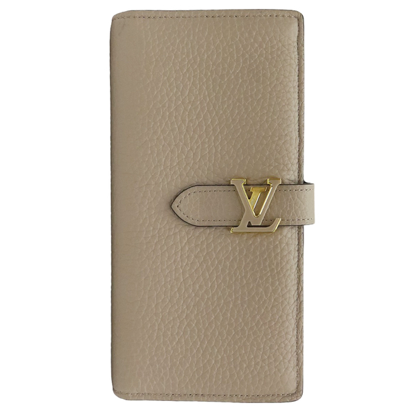 【二手名牌BRAND OFF】LOUIS VUITTON LV 路易威登 米色 Taurillon皮革 直式 LV Vertical 錢包 M81367