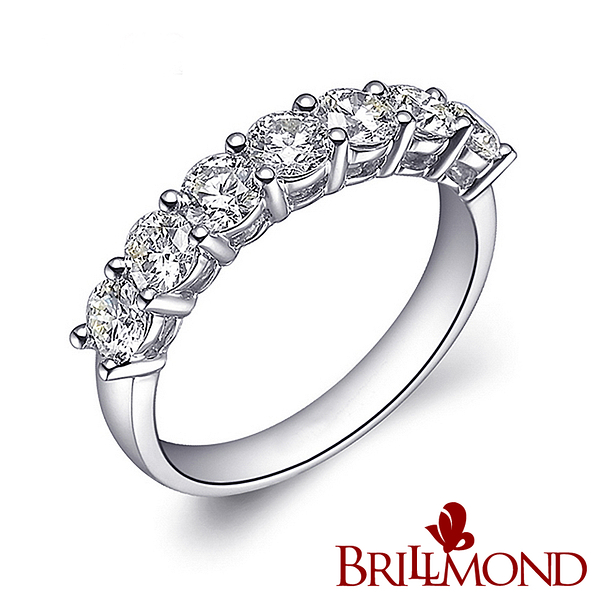 【BRILLMOND JEWELRY】70分鉑金八心八箭真鑽線戒(PT950鉑金台 天然鑽石總重70分)