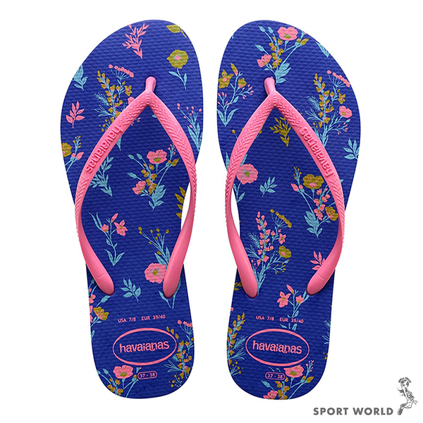 havaianas 哈瓦仕 女鞋 拖鞋 夾腳拖 小花 藍粉【運動世界】4136977-2711w