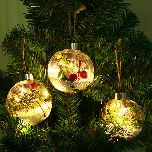 【BlueCat】發光LED圓形掛飾塑膠聖誕球 擺飾 裝飾品 聖誕 耶誕 佈置 吊