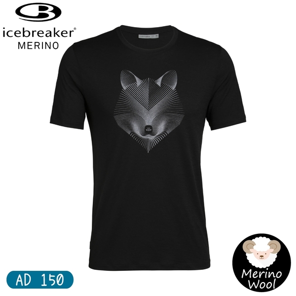 【Icebreaker 男 Tech Lite 圓短T AD150北極冰狐《黑》】105439/快乾機能服/羊毛排汗衫