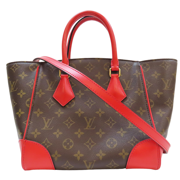 【二手名牌BRAND OFF】LOUIS VUITTON 路易威登 紅色牛皮/棕色 PVC塗層帆布 撞色 两用包 M41537