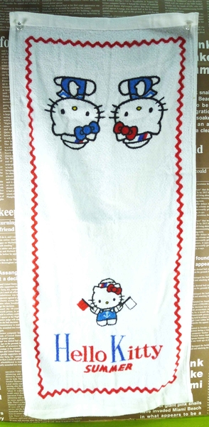 【震撼精品百貨】Hello Kitty 凱蒂貓~長毛巾~海軍風