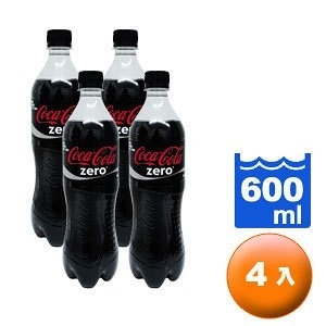 可口可樂 zero 零熱量 600ml (4入)/組【康鄰超市】