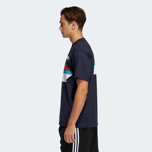 ADIDAS RIPPLE T-SHIRT 男裝 短袖 休閒 舒適 三葉草 棉質 三色彩帶圖形 藍【運動世界】FM1548 product thumbnail 3