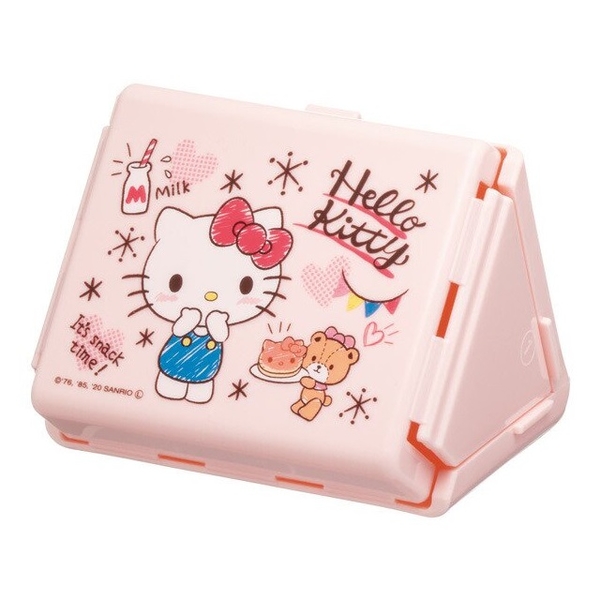 小禮堂 Hello Kitty 折疊式三角飯糰收納盒 (粉鬆餅) 4973307-520631