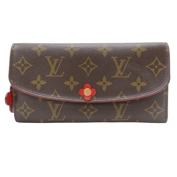 【二手名牌BRAND OFF】LOUIS VUITTON LV 路易威登【再降價】原花 EMILIE 釦式 花卉 長夾(內裏破皮) M62941