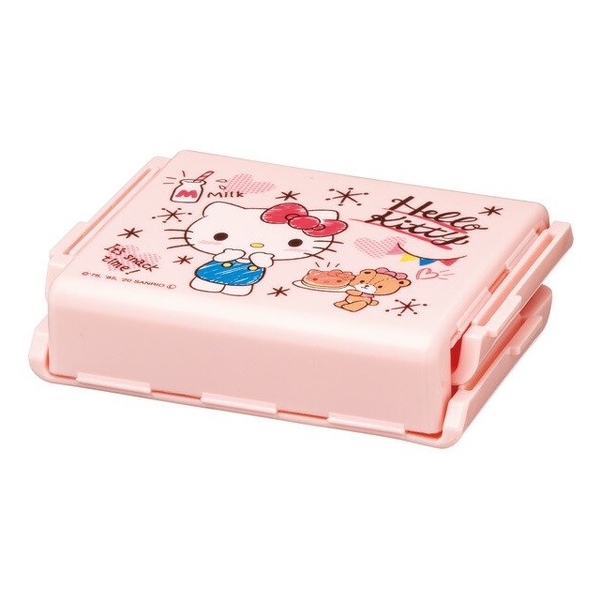小禮堂 Hello Kitty 折疊式三角飯糰收納盒 (粉鬆餅) 4973307-520631 product thumbnail 2