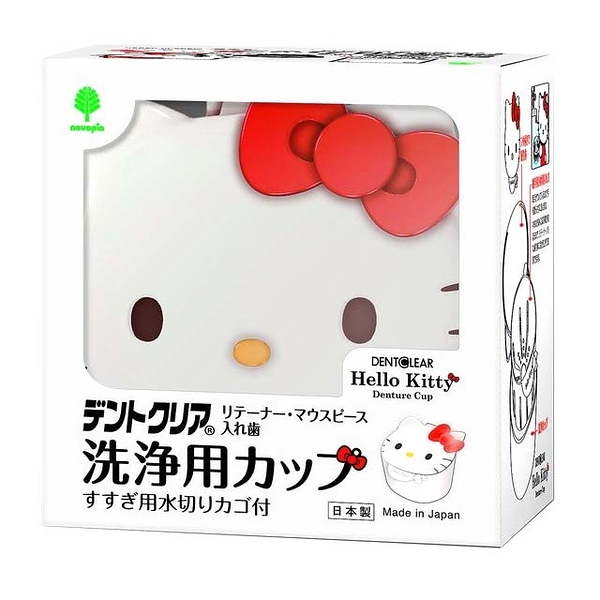 小禮堂 Hello Kitty 假牙清潔專用盒 400ml (白大臉款) 4971902-071602