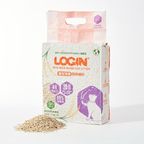 澳洲LOGIN 洛格 強效除臭稻殼貓砂1.5mm |2.5KG 除尿氨臭達99% 吸收力強 快速結團 貓砂 product thumbnail 2