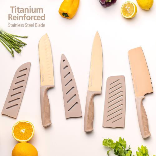 NEOFLAM鈦金刀具6件組-共兩色-純淨白/奶茶粉(含3刀+3刀鞘)