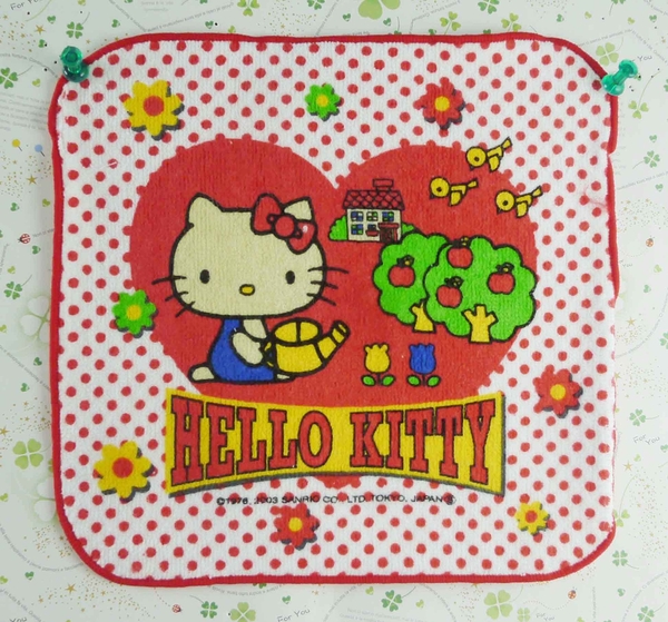 【震撼精品百貨】Hello Kitty 凱蒂貓~方巾-紅白點愛心澆花