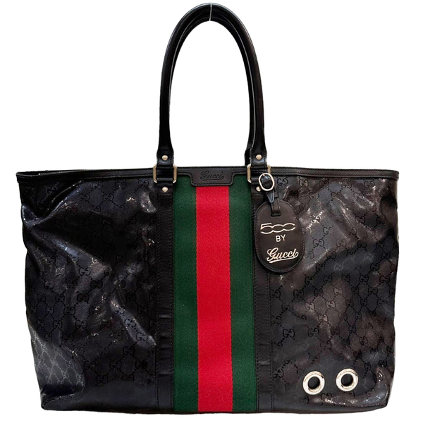 【限定黃小姐購買】GUCCI 古馳 黑色 PVC塗層帆布 Fiat 500 by Gucci 托特包 269380