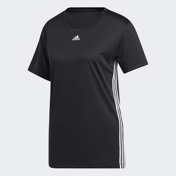 ADIDAS 3-STRIPES 女裝 短袖 訓練 乾爽 加長設計 弧形下擺 黑【運動世界】FT3073