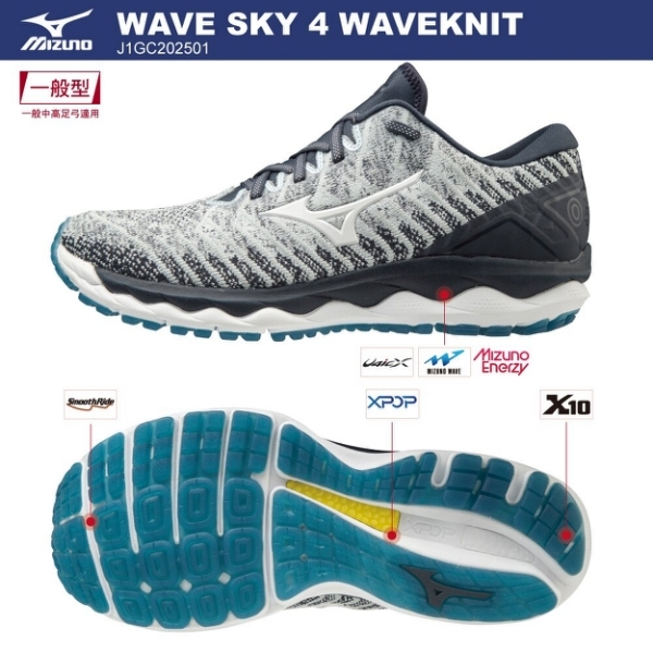 MIZUNO WAVE SKY WAVEKNIT 4 男鞋 慢跑 輕量 ENERZY 回彈 白黑藍【運動世界】J1GC202501 product thumbnail 3
