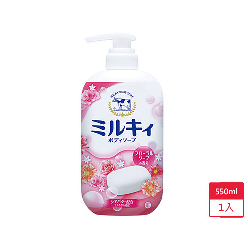 牛乳石鹼牛乳精華沐浴乳玫瑰花香550ml【愛買】