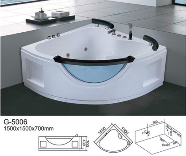 【麗室衛浴】BATHTUB WORLD 扇形 人體工學設計款 按摩浴缸 G-5006 1500*1500*700mm