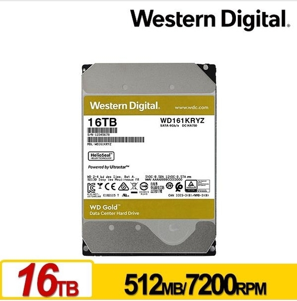 WD 金標 16TB 3.5吋 SATA 企業級硬碟 WD161KRYZ product thumbnail 2