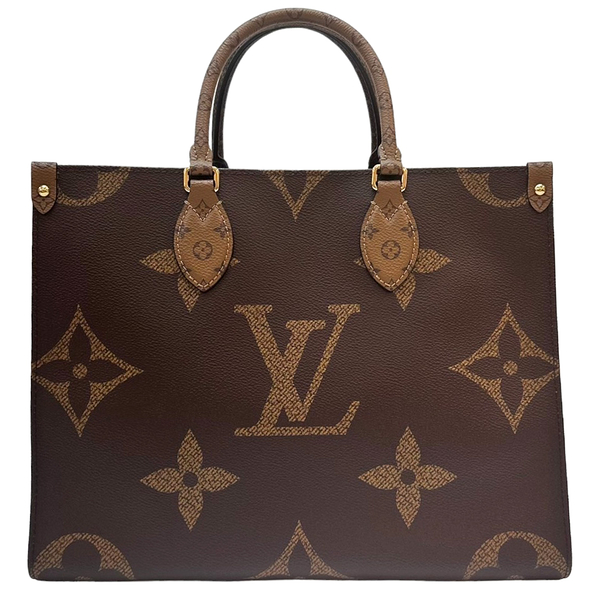 LOUIS VUITTON LV 路易威登 棕色 PVC塗層帆布 OnTheGo MM 托特包 M45321 【二手名牌BRAND OFF】