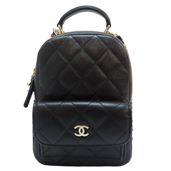 【二手名牌BRAND OFF】CHANEL 香奈兒 黑色 牛皮 Mini Classic後背包 (無卡)