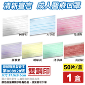 清新宣言 成人醫療口罩 顏色任選 50入/盒 (台灣製 CNS14774) 專品藥局