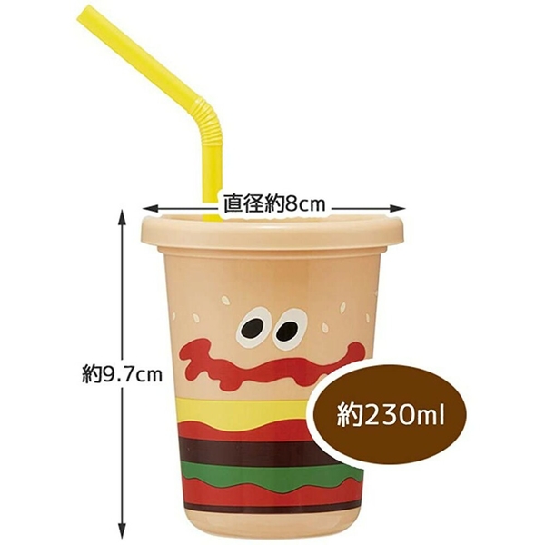 日本製漢堡薯條吸管杯 BURGER CONX 230ml 一組三入 附吸管/蓋子 環保 兒童水杯 學習杯 水杯 寶可夢 product thumbnail 4