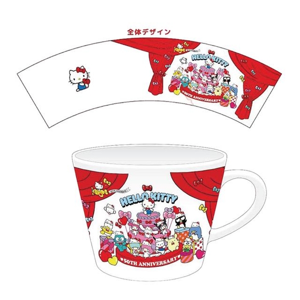 小禮堂 Sanrio 三麗鷗 Hello Kitty 50週年紀念 陶瓷輕量馬克杯 product thumbnail 2