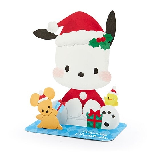 【震撼精品百貨】Pochacco 帕帢狗~日本三麗鷗Sanrio 帕恰狗可立式造型聖誕卡片-坐姿*10717