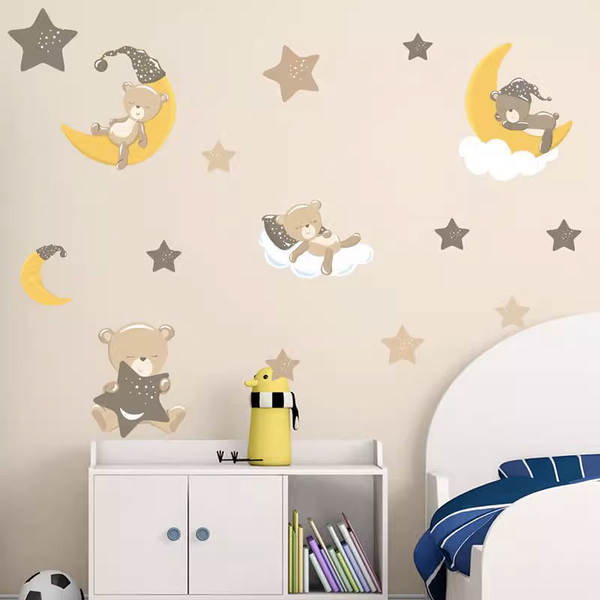 熱賣預購－可愛寶貝用品10 可愛星星月亮熊貼紙壁飾 兒童房裝飾