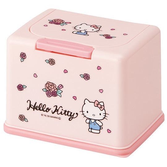 小禮堂 Hello Kitty 塑膠按壓彈蓋面紙盒 袖珍面紙盒 抽取式紙巾盒 濕巾盒 (粉 玫瑰) 4973307-501272