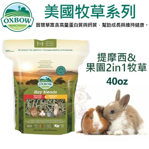 美國OXBOW 美國牧草系列40oz 提摩西&果園2in1牧草 小動物牧草『寵喵樂旗艦店』