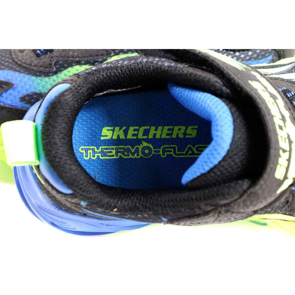 SKECHERS S-LIGHTS 運動鞋 電燈鞋 童鞋 魔鬼氈 黑/藍綠 400103LBBLM no594 product thumbnail 6