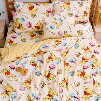 戀家小舖【甜點馬卡龍】雙人床包兩用被組 含兩件枕套 100%精梳棉台灣製