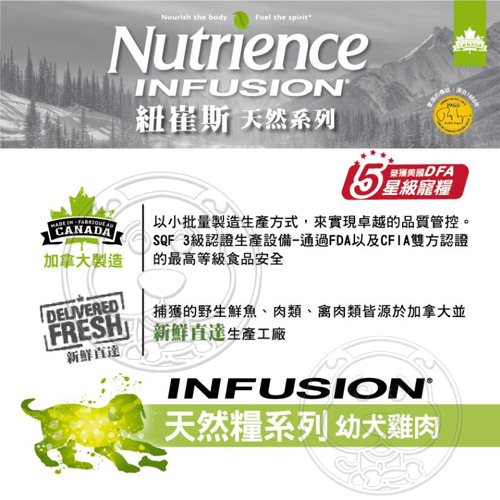 【培菓幸福寵物專營店】紐崔斯 INFUSION天然幼犬雞肉配方狗糧-10kg product thumbnail 3