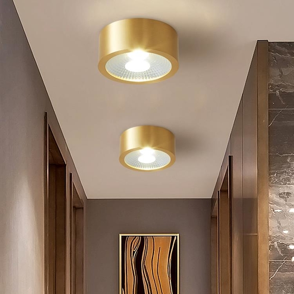 全銅客廳天花明裝筒燈輕奢現代簡約入戶門廳過道走廊小吸頂燈