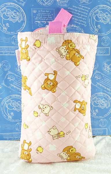 【震撼精品百貨】Rilakkuma San-X 拉拉熊懶懶熊~San-X 手提袋/收納袋-粉菱格#49177