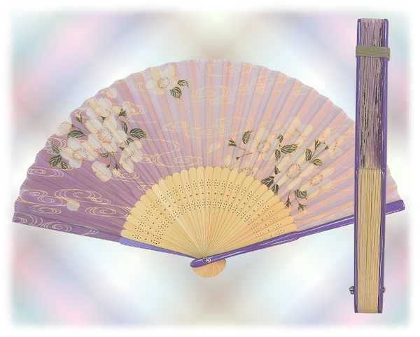 波克貓哈日網 日本和風手拿扇子 涼風御扇子 紫底椿花圖案 Yahoo奇摩超級商城