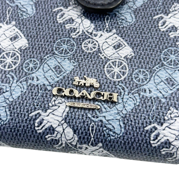 【限定李小姐購買】COACH 寇馳 藍色 PVC塗層帆布 馬車 扣式中夾 product thumbnail 6