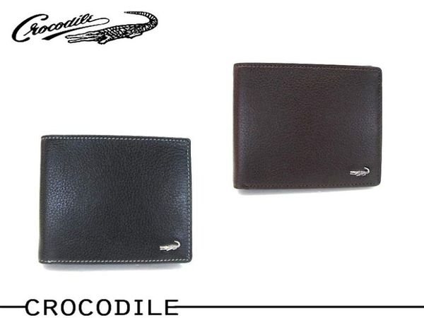 【全新品公司貨】Crocodile 鱷魚 黑色 咖啡色 牛皮加寬加大短夾【寧寧小舖/台中30年老店】0203-11031-1