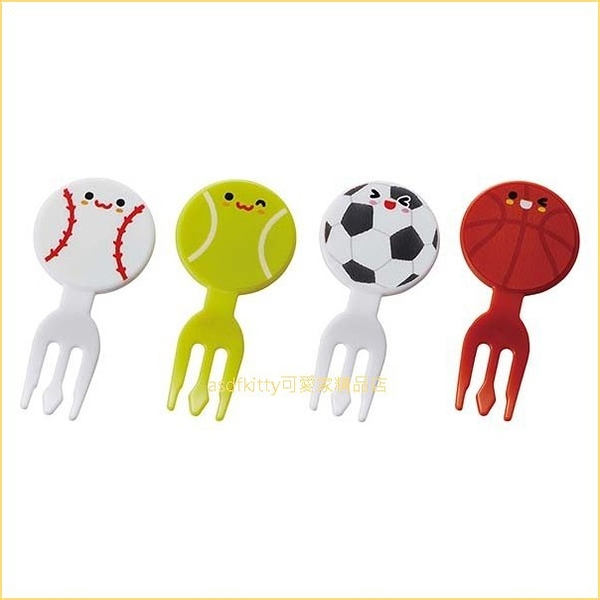 asdfkitty*日本製 TORUNE 球類造型食物叉-8入-便當裝飾叉/宴會點心叉/水果叉-正版商品