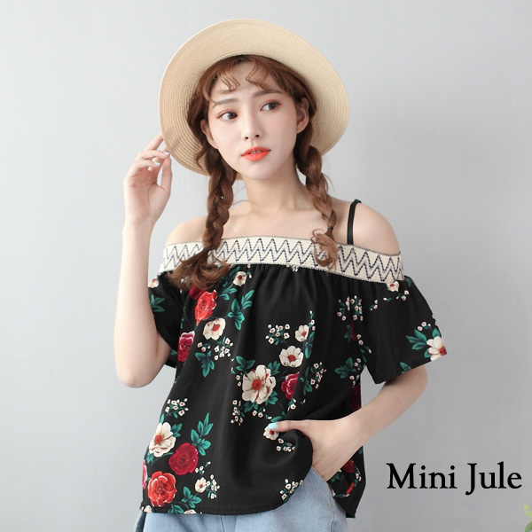 ★現貨★上衣 彩花/純色一字領細肩帶上衣 小豬兒 Mini Jule【SUC81000620】現貨 product thumbnail 4