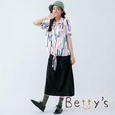 betty’s貝蒂思　鬆緊雙層口袋棉麻長裙(黑色)