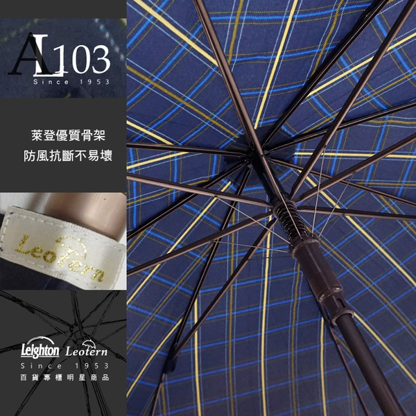 雨傘 陽傘 萊登傘 抗UV 自動直傘 大傘面120公分 防曬 Leotern 直紋鐵藍 product thumbnail 6