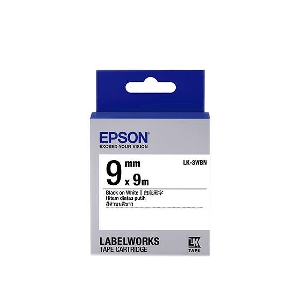 EPSON LK-3WBN 原廠標籤帶 (一般9mm )白黑 C53S653401