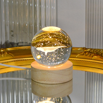 現貨-單色款3D雷射水晶球北歐創意USB小夜燈 臥室桌面裝飾氛圍燈LED燈 product thumbnail 2