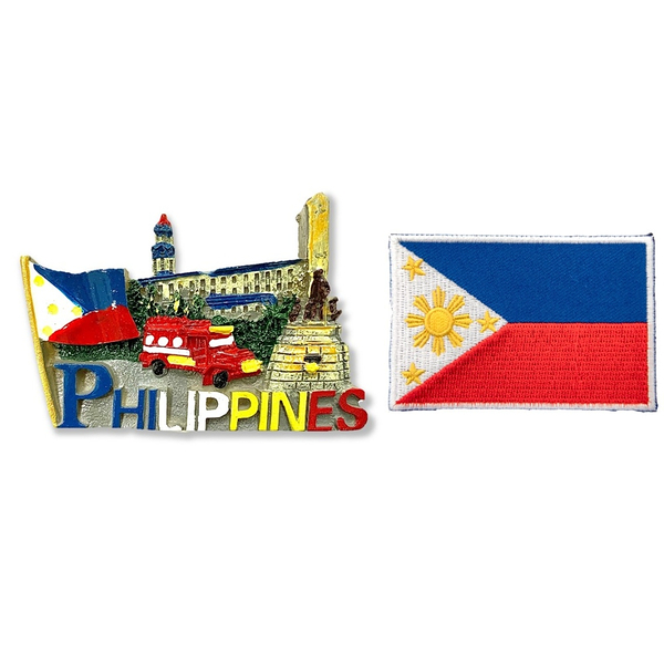 菲律賓3D立體磁鐵+菲律賓國旗電繡貼【2件組】彩色磁鐵 冰箱磁鐵 白板磁鐵